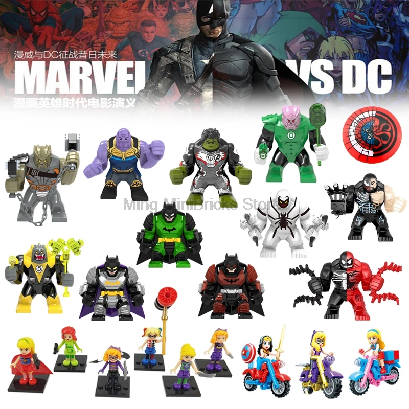 Legoing Marvel Superhero Iron Man Batman Venom Thanos Quinn Superman Figures DIY Blocks Kids Toys baby gifts Compatible Legoings