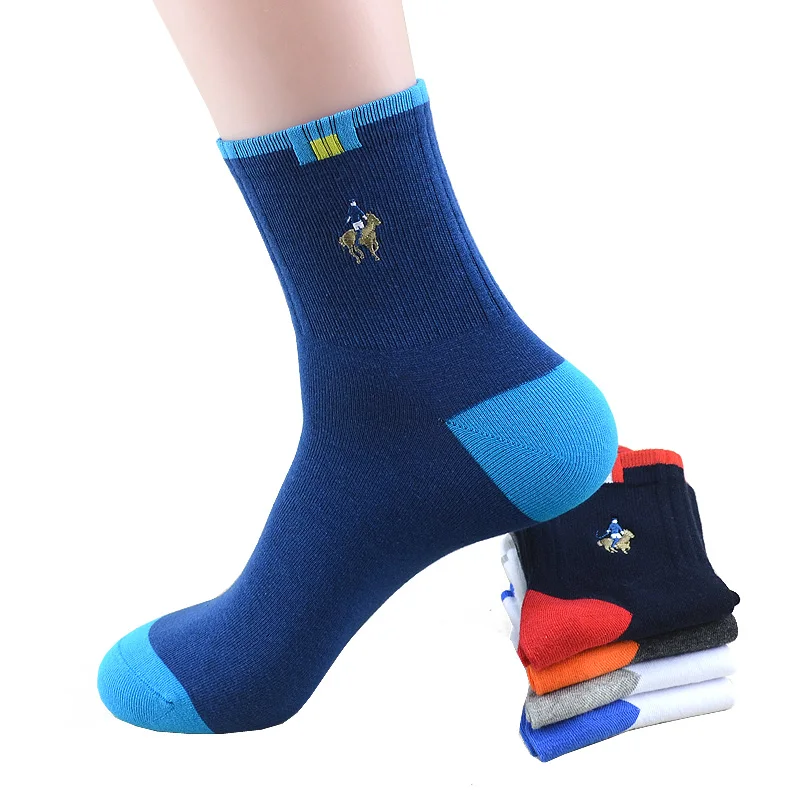 

5 Pairs/lot High Quality Fashion Brand PIER POLO Casual Cotton Socks Business Embroidery Men Dress Socks factory Wholesale 2019