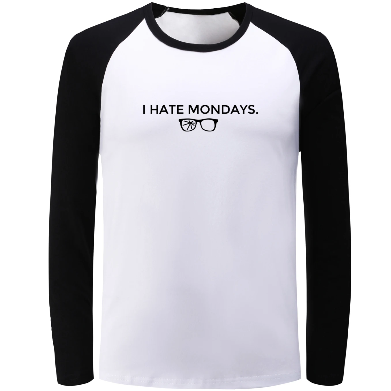 IDzn синий черный реглан футболка с длинным рукавом I Hate Mondays забавная графическая