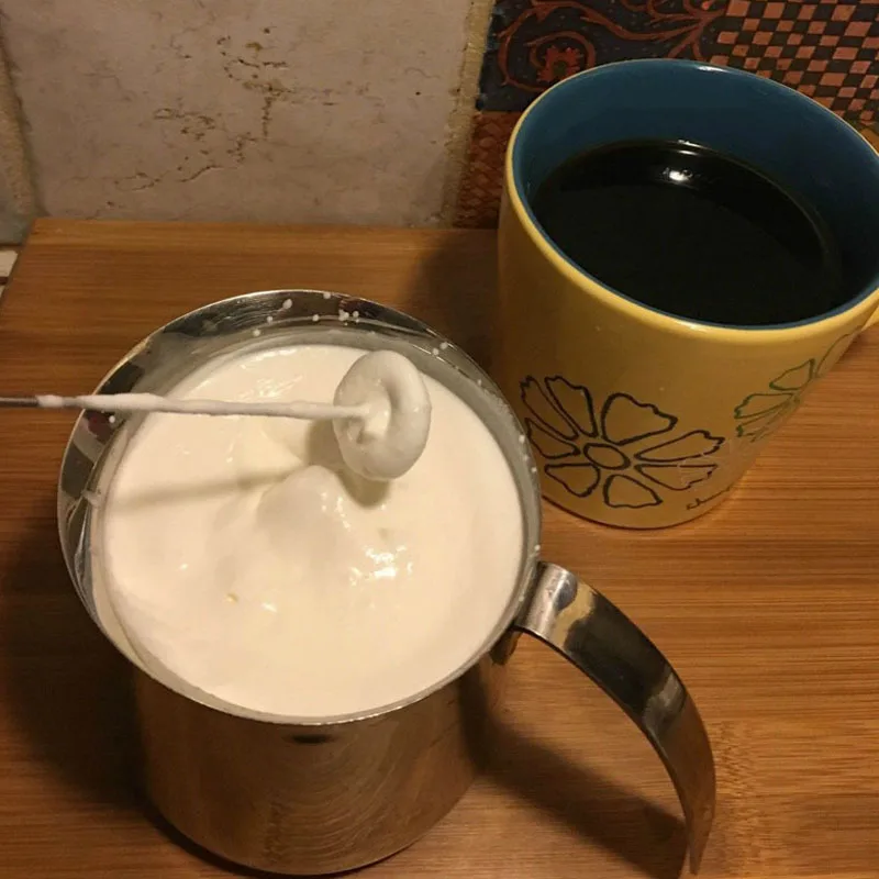 Электрический миксер для взбивания молока ручной двойной пружинный венчик насадка для Кофе Крем пенообразователь блендер QP2