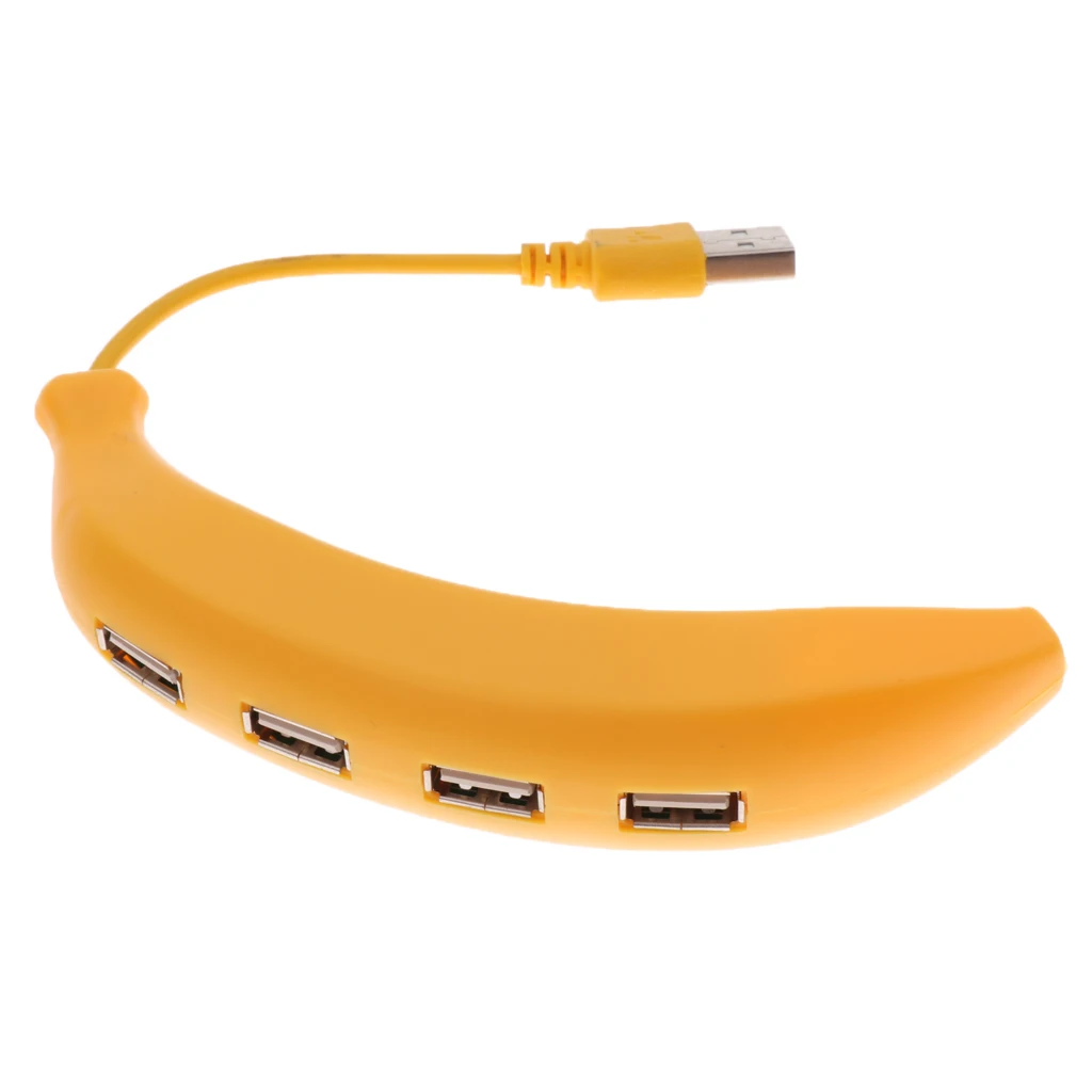 Dovewill  Yellow Banana Shape High Speed 4 USB3.0 Port Power Adapter Hub For Charging
