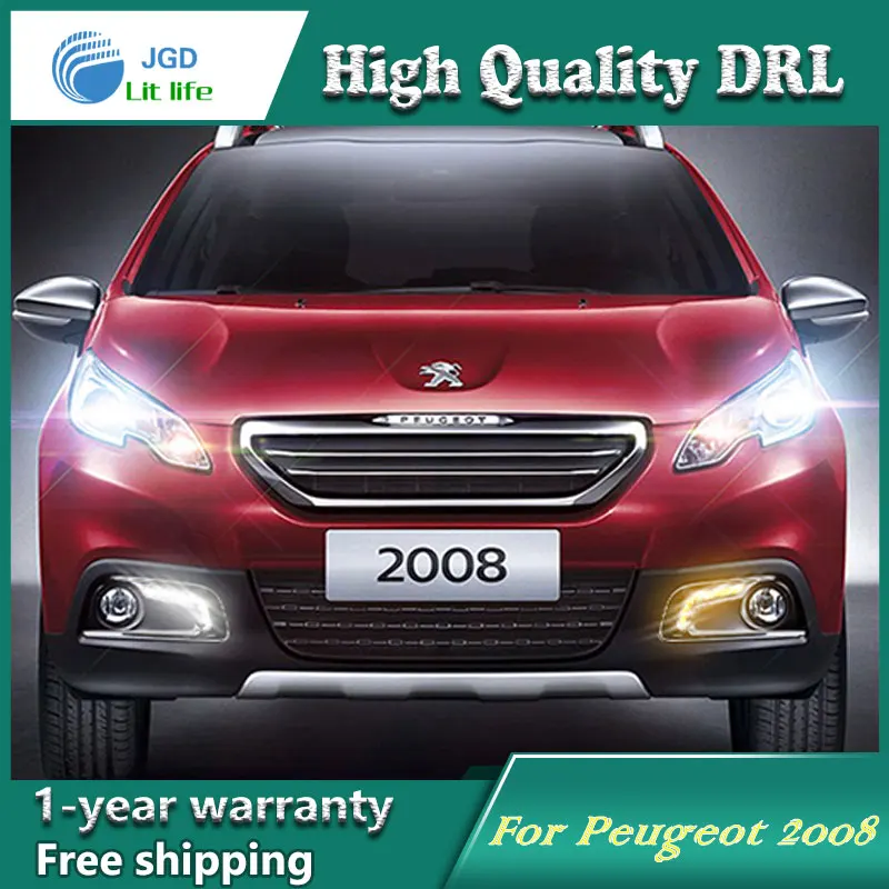 Free shipping !12V 6000k LED DRL Daytime running light case for Peugeot