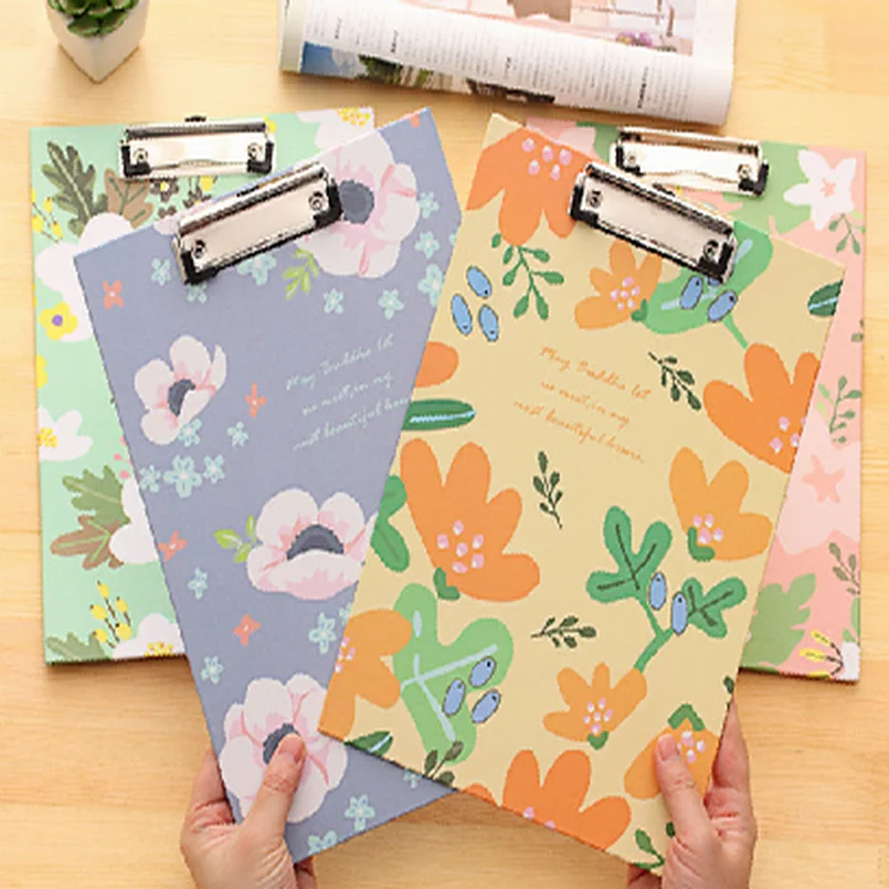 

E Wholesale 8PCS A4 Flower Waterproof Drawing Board Sketchpad Palette Display Painting Clip File Folder Clipboard Art Supply