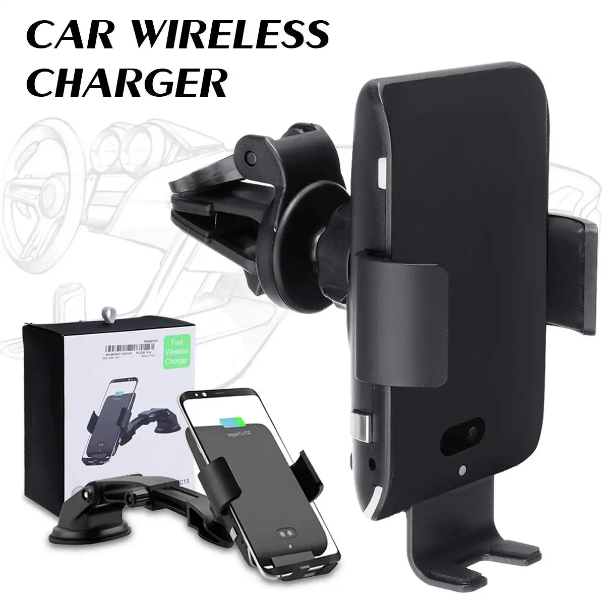 

Voice Control Wireless Chargers 10W Car Charger Automatic Clamping Fast Charging Phone Clip Holder Car Mount for iPhone X XS MAX
