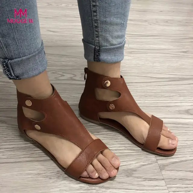 2018 New Fashion Women Shoes Ladies Summer Roman Sandals Fashion Flat Roman Shoes Female Casual Buckle Strap Shoes zapatos mujer