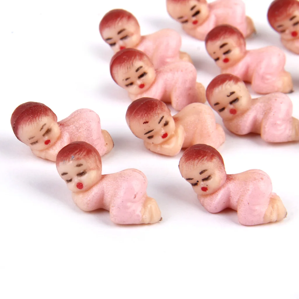 MagiDeal 50pcs Mini Sleeping Babies Bule Pink Boy Baby Shower Favours For Party Decorations Supplies Table Decoration
