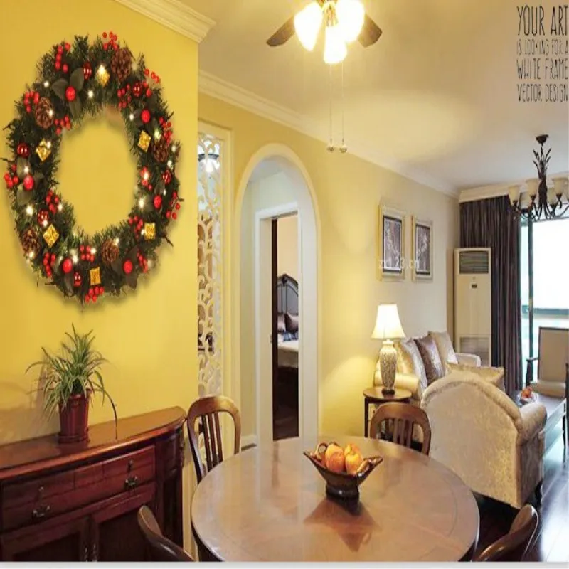 

Christmas wreath hotel restaurant upholstery door hanging wall j pinecone hanging rattan flowers Free Shipping