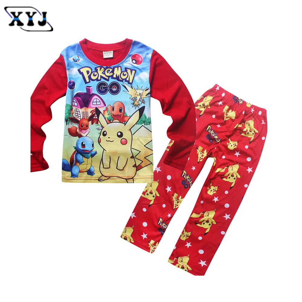 2016 Pokemon Go Pajamas Set Kids Pijamas For Girls Boys Sleepwear Children's Nightwear Pikachu