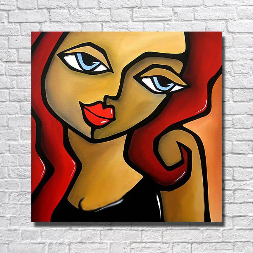 Cartoon Pretty Girl Decoration Oil Painting Hand made Portrait Art Living Room Wall Decor Large Canvas Paintings No framed