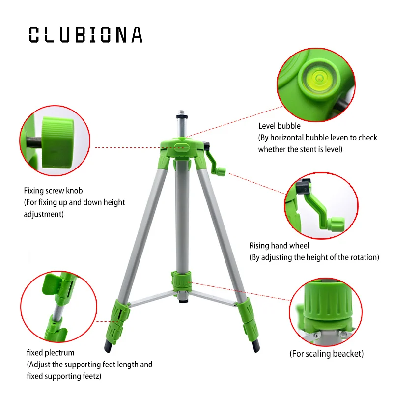 Clubiona H1.5 регулируемый по высоте утолщенный алюминиевый штатив 5/" дюймовый нивелир резьбы лазерный штатив