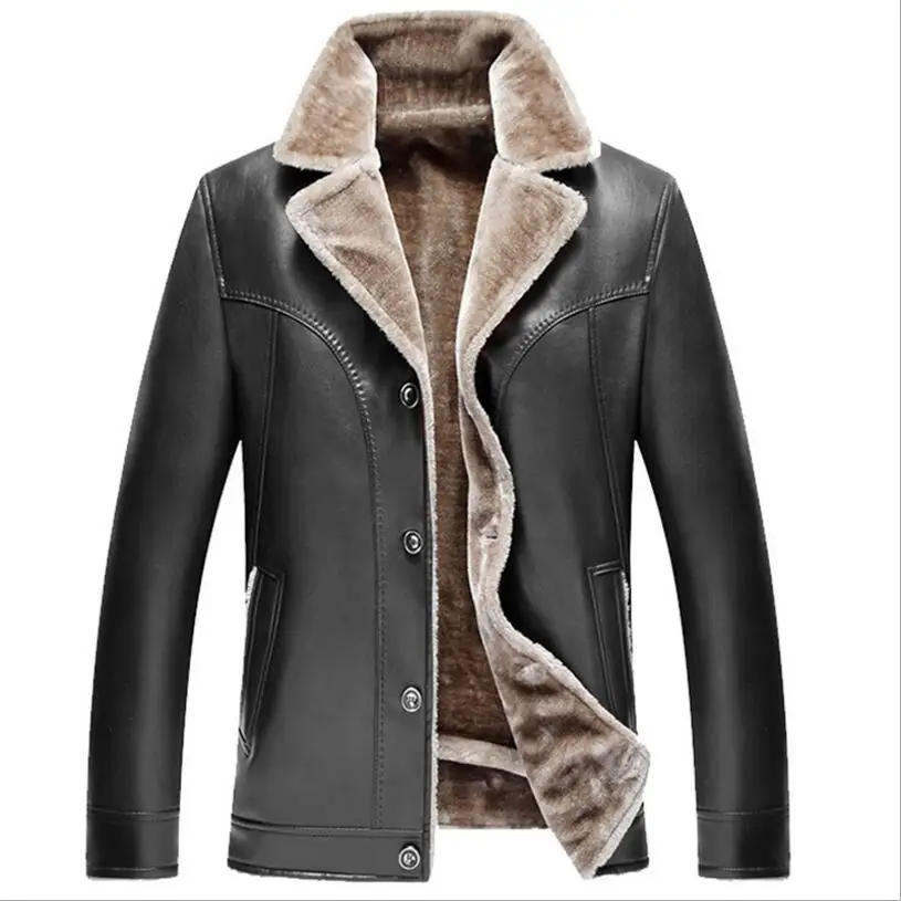 

Men's Winter Wool Liner Warm Jackets Outwear Thicker Leather Down Warm Jackets Men Large Size Casual Winter Warm Jackets
