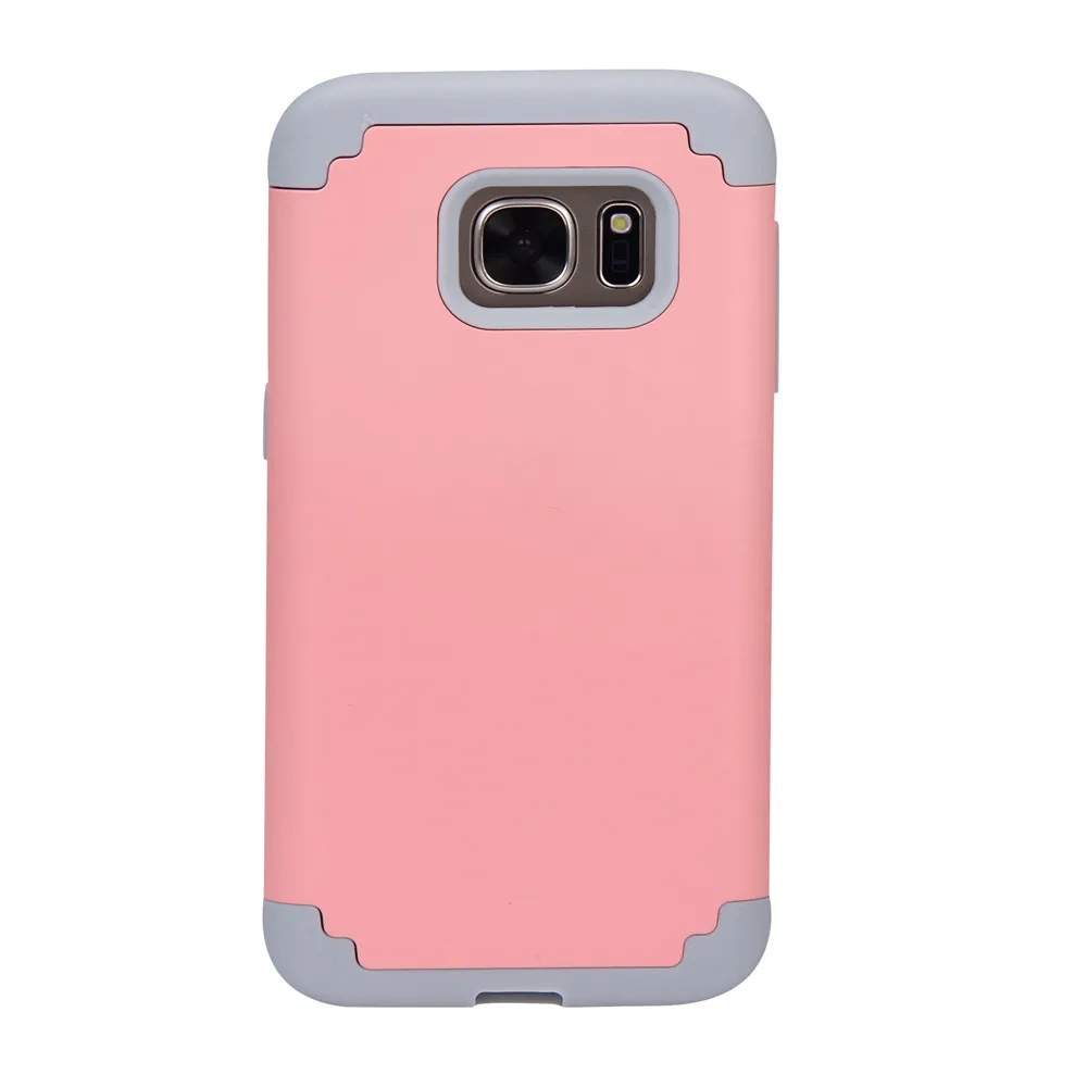 

For Samsung Galaxy S7Edge 5.5 inch Case Pink Hybrid Rugged Shockproof Rubber cover Anti-fall and scratch phone cases#P4