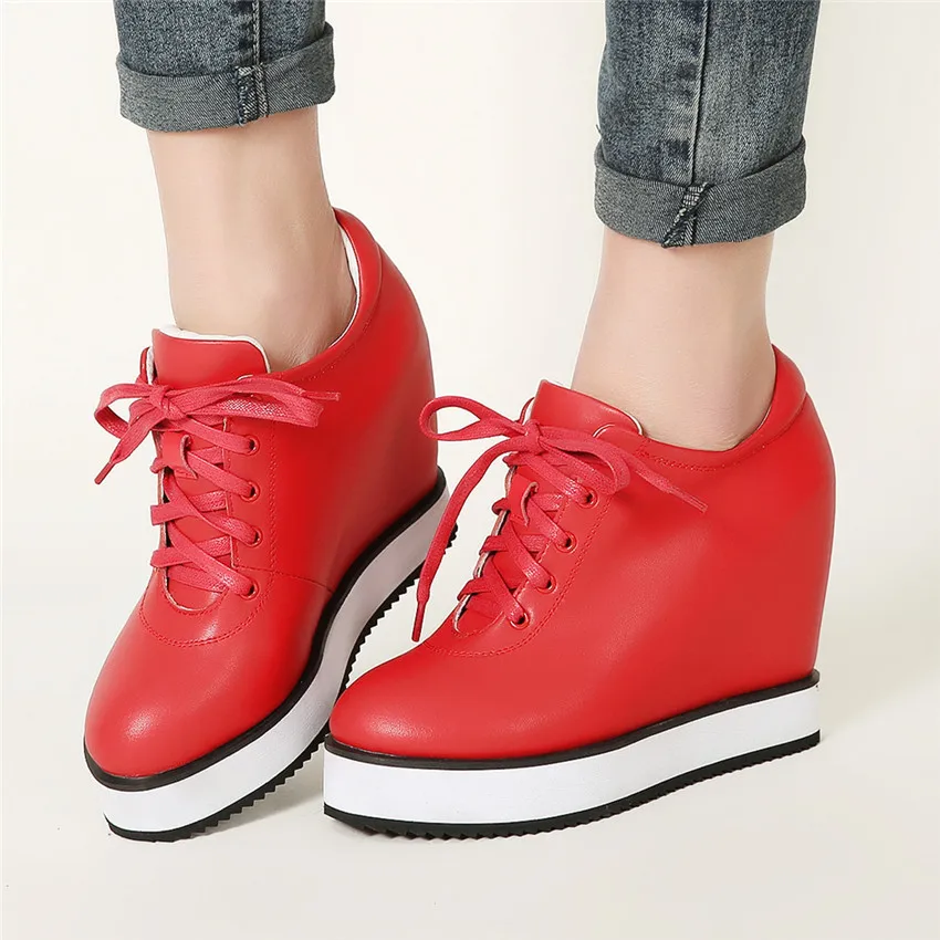 Mocassins Chaussures 34 De Cales Femmes Casual La Plus blanc Cuir Hauteur Appartements Wedge Marche 40 Croissante Noir Plates Taille Véritable rouge En TwTtqI8