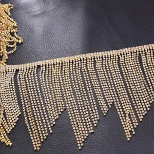 1 ярд прозрачное свадебное платье бахрома отделка аппликации 11 см длина кристалльное с кисточкой стразы блестящие стеклянные Швейные украшения - Цвет: Gold
