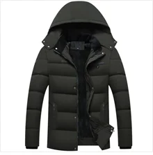 Зимняя новая мужская Толстая однотонная куртка с воротником-стойкой из хлопка большого размера, повседневная куртка из дикого хлопка
