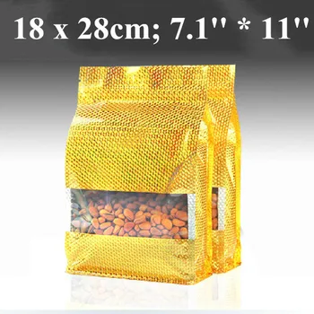 

50pcs/lot 18x28cm (7.1''*11'') Gold Plastic Laser Bag, Aseptic Bag, Food Zip Bag, Side Gusset Bag, Wholesale