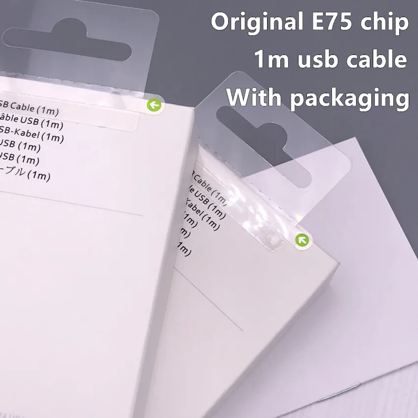 

100Pcs/lot 100% Genuine Original 1m/3ft E75 Chip OD: 3.0mm Data USB charger Cable for Foxconn with packaging