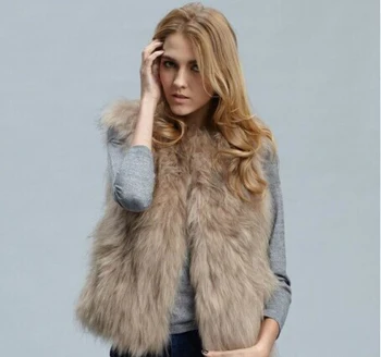 

S-XXXL Plus Size Fox Women Faux Fur Vest Winter Sleeveless Vest Female Outwear Casual Top Waistcoat Fourrure Gilet Femme J49