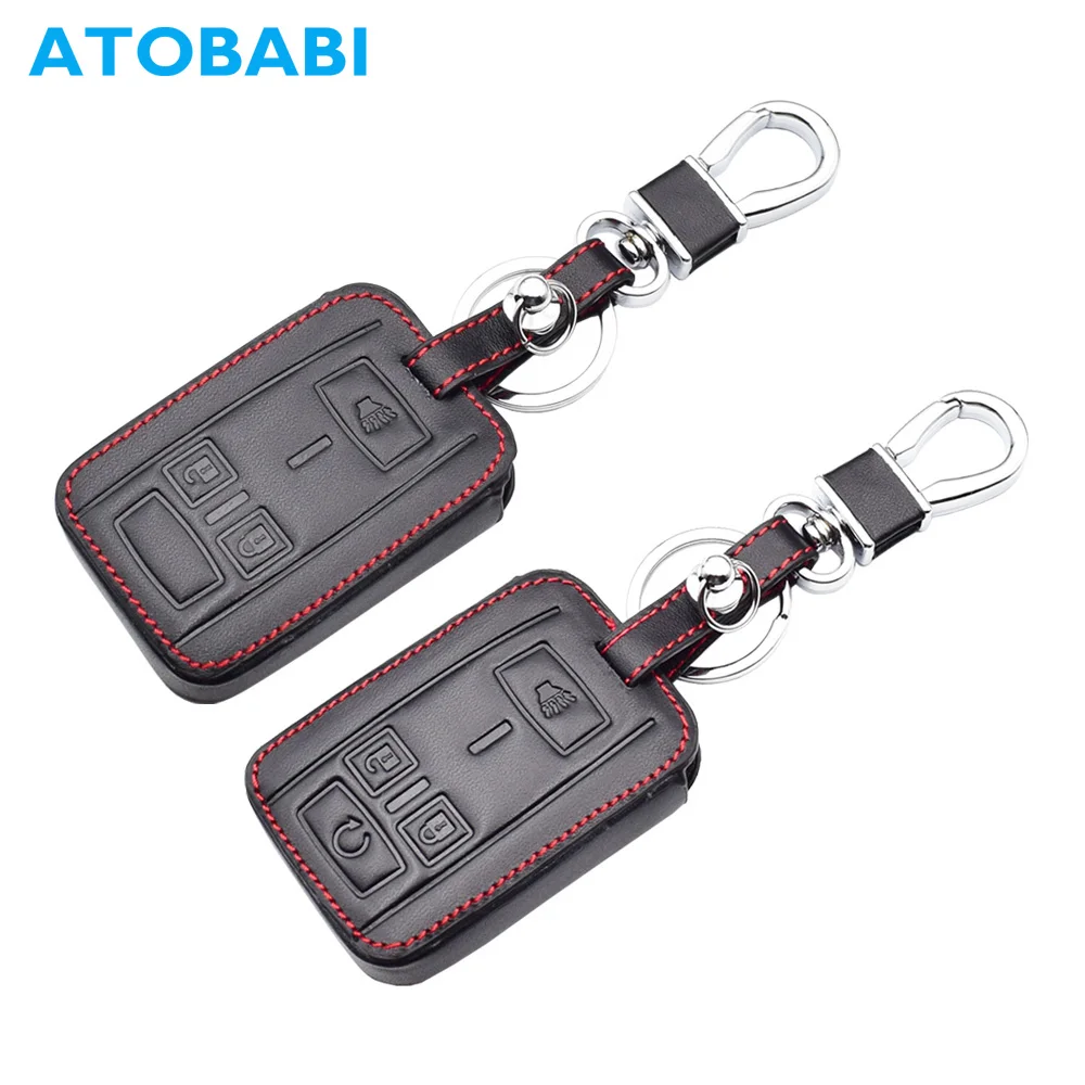 

ATOBABI Genuine Leather Car Key Case Smart Remote Keychain Fob Shell Cover for 2015 2016 2017 GMC Sierra w/Canyon w Engine Start