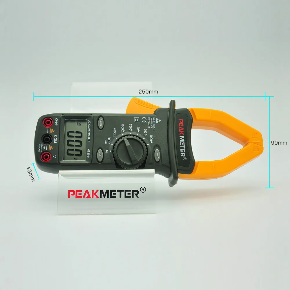 Пиковый измеритель MS2001 Автоматический диапазон постоянного тока переменного тока цифровой клещи частота тест подсветка