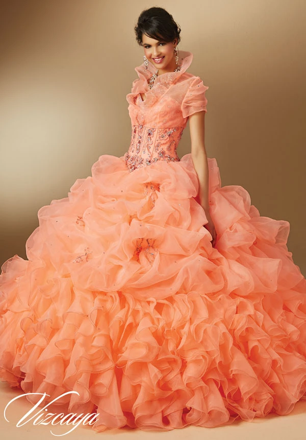 salmon pink quinceanera dresses