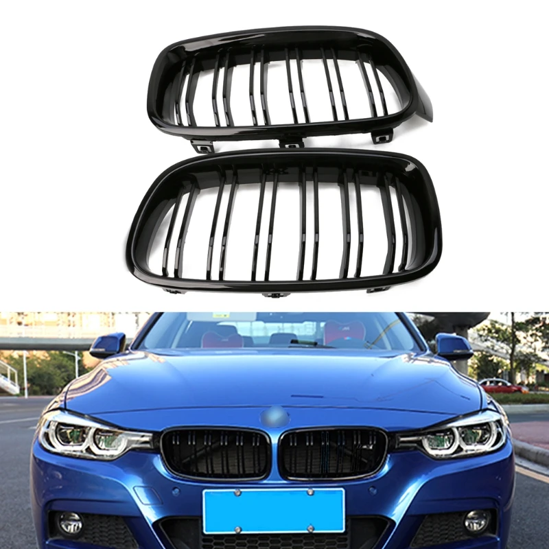 

1Pair Gloss Black Front Grille Kidney Mesh Radiator Grille Accessories For BMW 3-Series F30 F31 F35 2012-2016 NEW