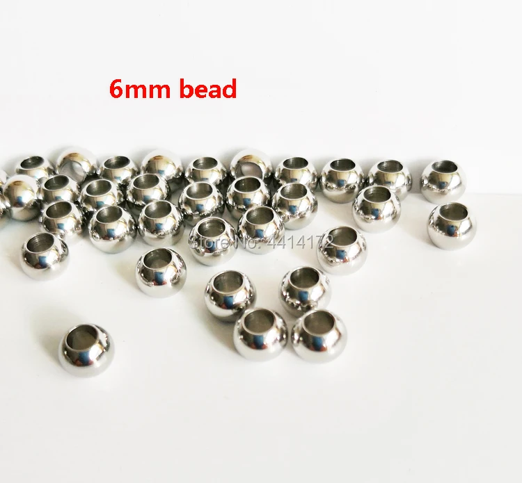 

2mm/2.5mm/3mm bore hole stainless steel smooth 6mm beads ball bracelets necklaces accessories women men jewelry DIY parts 200pcs