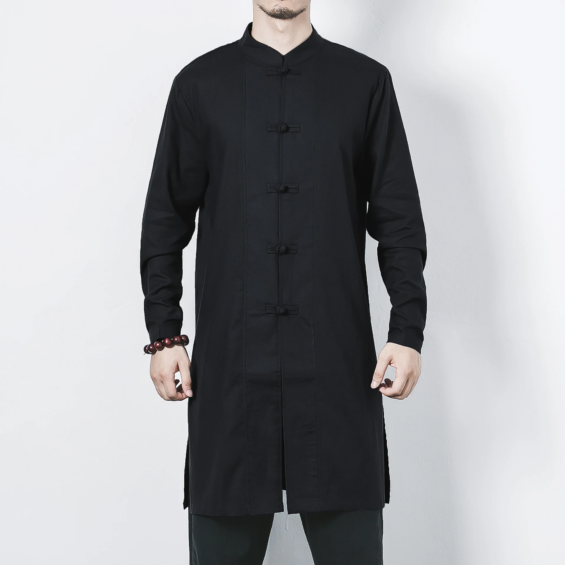  white Men Long Sleeve Trench Chinese Retro Style mens Long Jacket autumn Men's frivolous long coat