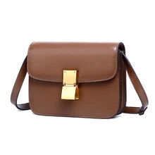 Small square bag 2018 new leather female bag tofu bag mirror leather bag woman shoulder slung spring flight attendant new tide retro tofu box mini small bag wild flight attendant shoulder messenger simple handbag