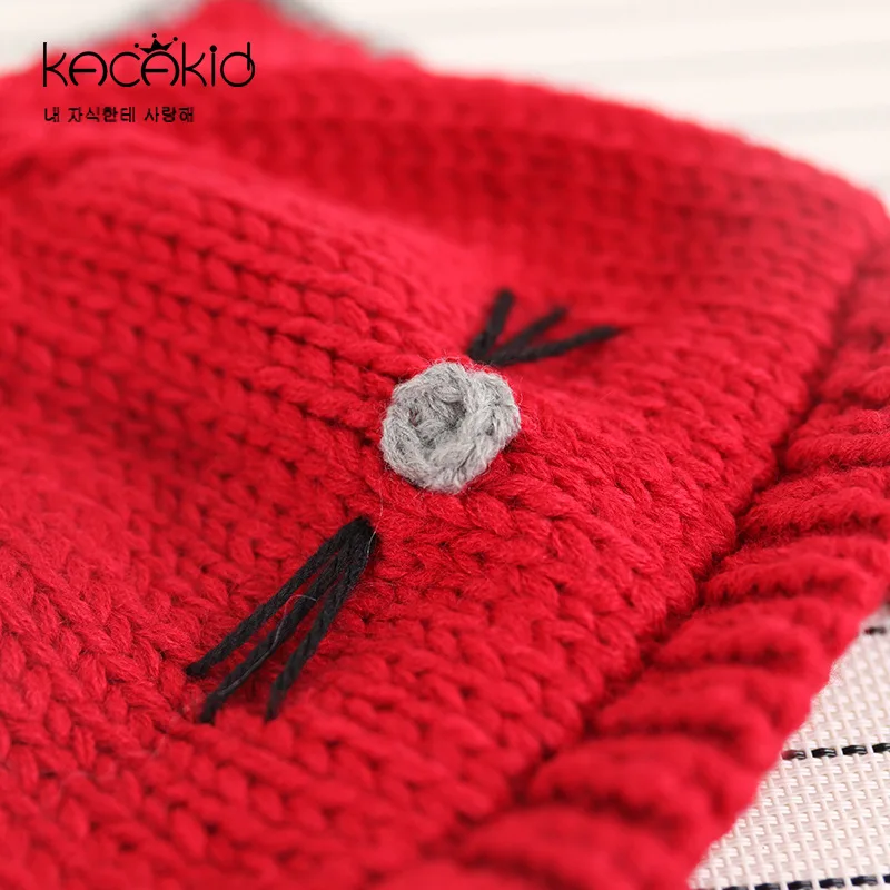 Kacakid/милые детские шапки зимние с рисунком кота и медведя стильные шерстяные