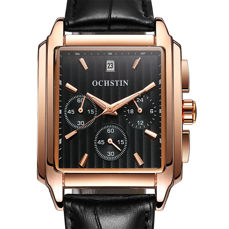

OCHSTIN Business Quartz watch Sport Watch Men Chronograph Men's Quartz Watch Leather Strap Roma Style Clock Men 2017