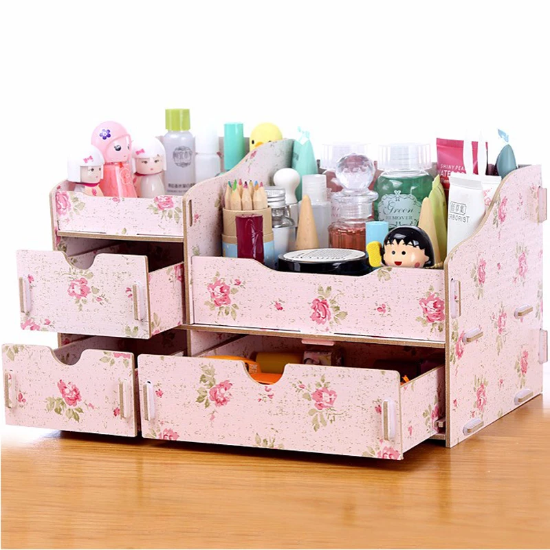 المجوهرات تخزين منظم سطح المكتب المكياج درج تخزين 2 طبقات DIY خشبية صندوق تخزين مع التجميل القرطاسية تخزين الرف المجوهرات تخزين منظم سطح المكتب المكياج درج تخزين 2 طبقات DIY خشبية صندوق تخزين مع التجميل القرطاسية تخزين الرف