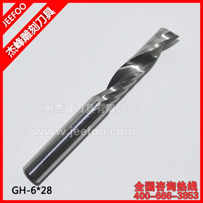 

6*28 мм Один Флейта конец фрезерные инструменты, Вольфрамовая сталь твердосплавные фрезы Набор для гладкой резки древесины