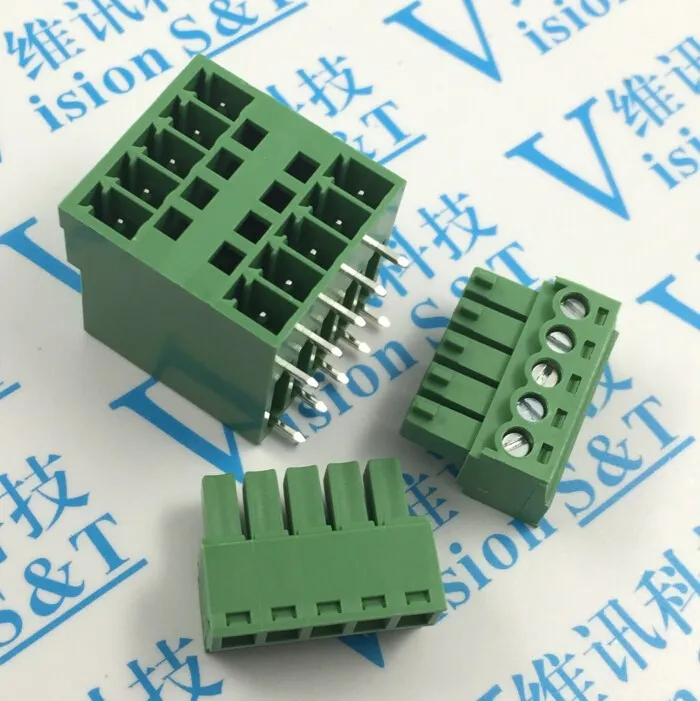 

10sets 15EDGRH 3.81mm double plug-in terminal block double row bent leg socket with plug set 2EDGRH3.81
