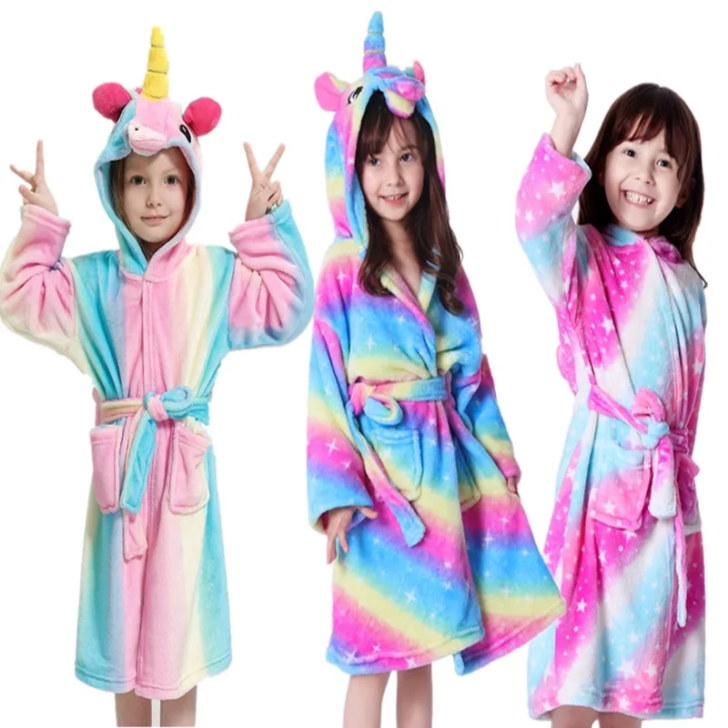 

Misshow Warm Cartoon Unicorn Stitch Children's Sleepwear Flannel Baby Animal Nightwear Boy Girls Bathrobe 2019
