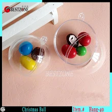 Романтический дизайн прозрачный пластиковый Рождественский шар прозрачный 40 мм с рождественским орнаментом, округлые подарок для украшения