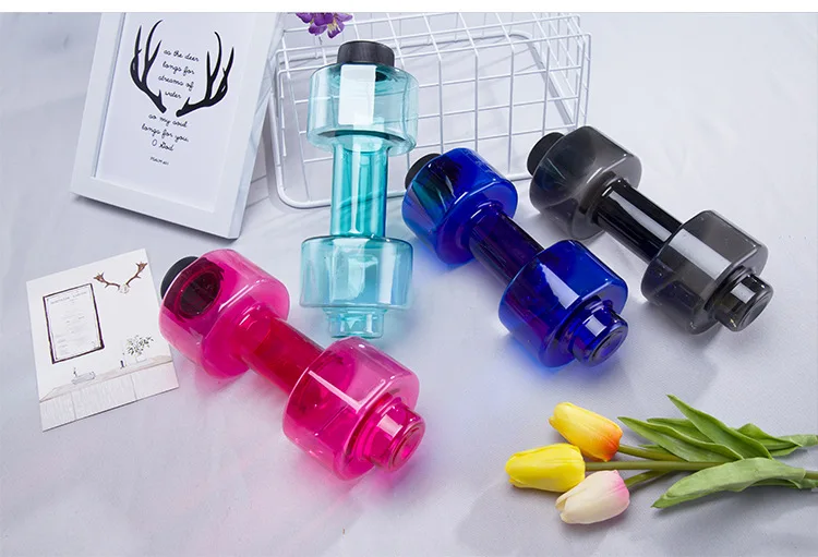 4 цвета 550 мл спортивные герметичные бутылки для воды портативные небьющиеся пластиковые бутылки фитнес гантели унисекс