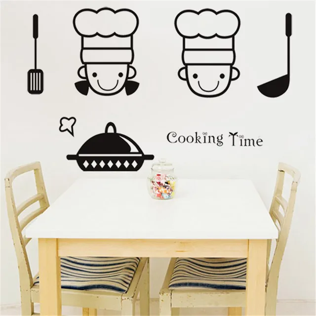 memasak waktu bergerak dinding stiker mural restaurant kitchen