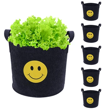 

5pcs/lot Round Fabric Pots Black Fabric Pots Plant Grow Bags with Handles Planting Bag Seedling Flowerpot 5/7 Gallon