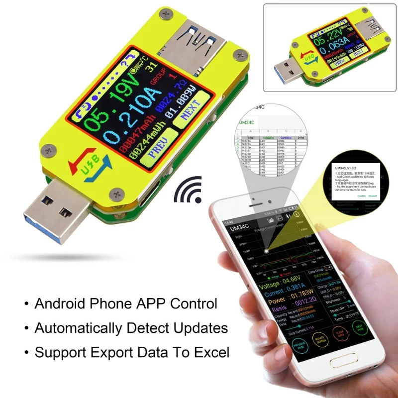 Lcd Display Usb Voltage Tester Current Meter Voltmeter Battery Charge Measure