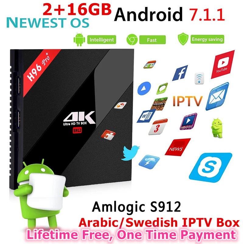 

Swedish IPTV Box H96MAX Android9.0 Lifetime Free Arabic IPTV 4K USB3.0 H.265 Android 9.0 Rockchip RK3318 Media Player