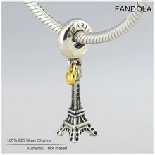 Аутентичные 925 стерлингового серебра Эйфелева башня Шарм в виде сердца бусины для изготовления ювелирных изделий Подходит европейский браслет Berloque