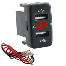 12V-24V Car Charger Socket Car 4.2A Dual USB Ports Socket Charger Voltmeter Power Socket for Toyota Hot sales