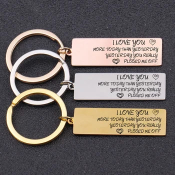 

"I Love You More"Heart Engraved Keychain For Couple Boyfriend Girlfriend "Plssed Me Off"Humor Keyring Jewelry