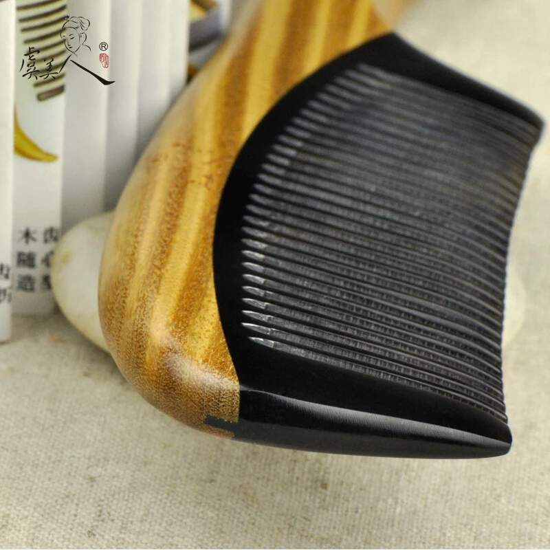 Chifre de Búfalo Anti-perda de Cabelo Melhor para o Cabelo Natural Pente Sândalo Verde Anti-estático 18.2 cm Desembaraçar Casa Deve Itens Diferentes 3 Beleza e saúde