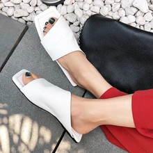 Г., новые модные женские тапочки сандалии из натуральной овечьей кожи с квадратным носком женские Летние Повседневные Вечерние туфли в римском стиле