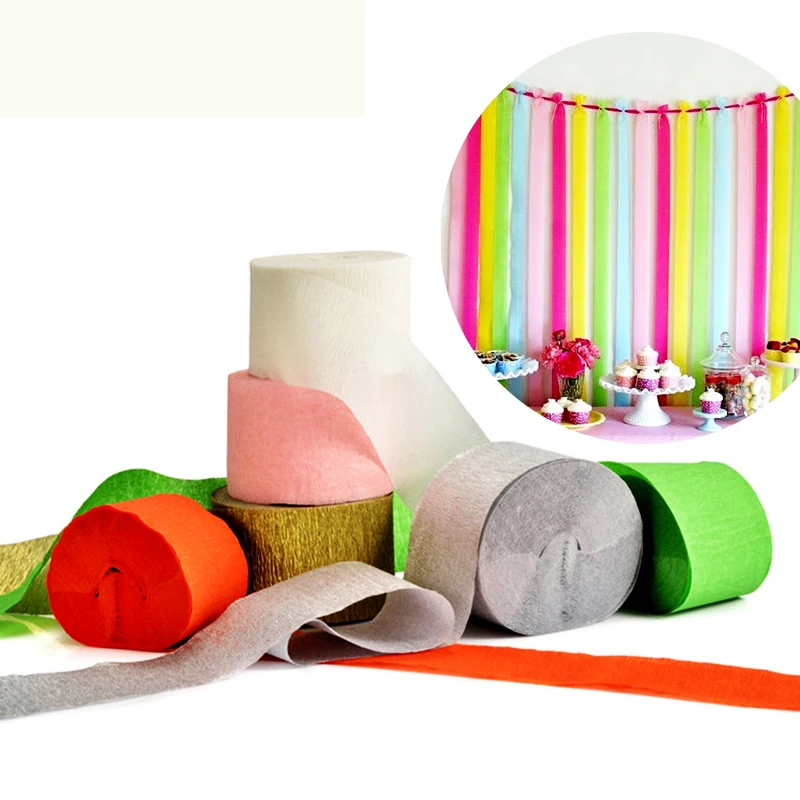

25m/Roll Multicolor Crepe Paper DIY Flower Making Wedding Party Venues Decoration Baby Shower Kids Birthday Decoration Supplies