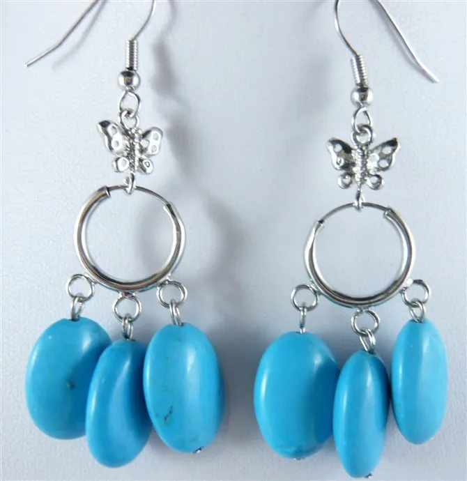 

HOT SELL - charm 3 turquoise beads earrings 5.29 -Top quality free shipping