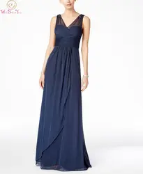 V Neck Navy Blue Evening Dresses 2019 New Elegant A Line vestidos de Formal Party Long Prom Gown Chiffon Sleeveless abendkleid V Neck Navy Blue Evening Dresses 2019 New Elegant A Line vestidos de Formal Party Long Prom Gown Chiffon Sleeveless abendkleid