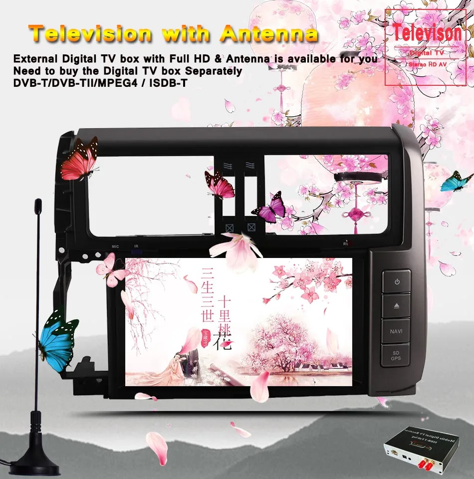 Cheap Android 9.0 car Stereo GPS Navigation with 64G ROM 4G RAM Bluetooth wifi music pc tape for Toyota Prado 150 2010- mirror steer 4